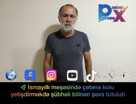 🌿 İsmayıllı meşəsində çətənə kolu yetişdirməkdə şübhəli bilinən şəxs tutulub  İsmayıllı Rayon Polis Şöbəsinin əməkdaşlarının keçirdikləri əməliyyat zamanı narkotik tərkibli bitkilərin kultivasiyası ilə məşğul olan, əvvəllər də dəfələrlə məhkum olunm