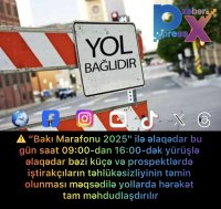 Bakıda Marafona görə yollar bağlandı