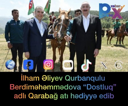 İlham Əliyev Qurbanqulu Berdiməhəmmədova “Dostluq” adlı Qarabağ atı hədiyyə edib