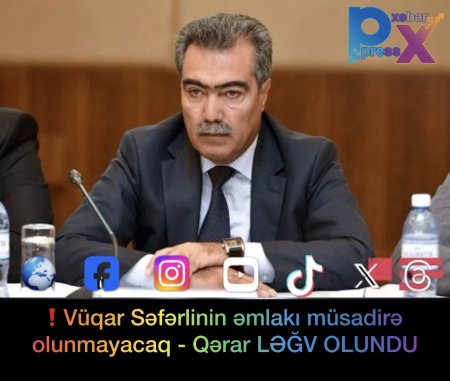 ❗Vüqar Səfərlinin əmlakı müsadirə olunmayacaq - Qərar LƏĞV OLUNDU  Pressxebertv Az APA-ya istinadla xəbər verir ki, Bakı Apellyasiya Məhkəməsində keçirilən prosesdə qərar qəbul edilib. Qərara əsasən, Vüqar Səfərlinin əmlakı ilə bağlı onun həyat yolda
